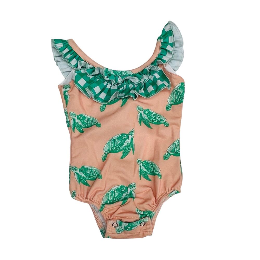 NWT Sugar Bee Clothing 6M Bow Back Swim Sea Turtles
